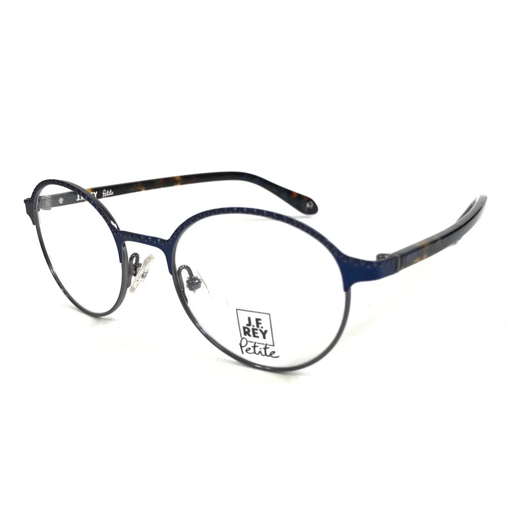 J.F. Rey Petite Eyeglasses Frames PM054 2505 Brown Tortoise Blue Round 46-18-140